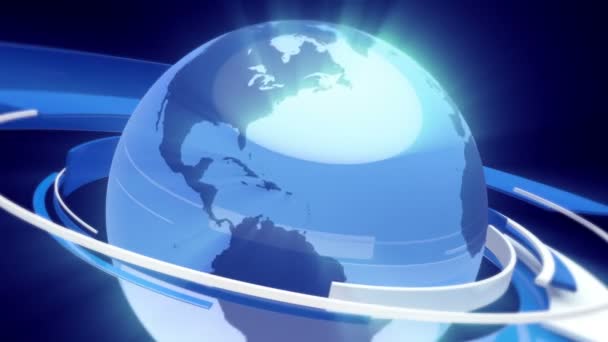 Earth Globe animation (3D blå glas världen) — Stockvideo