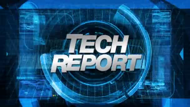 Tech Report-uitzending nieuws graphics titel — Stockvideo