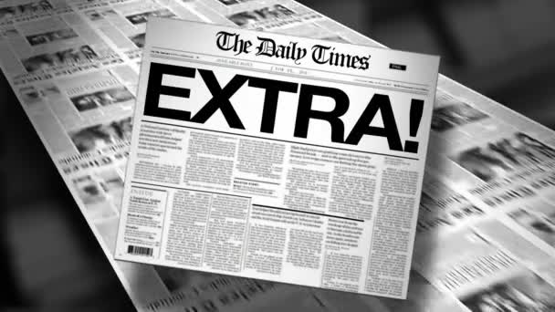 Extra! Hlavní novinový titulek (odkrýt a opakovat) HD animace — Stock video