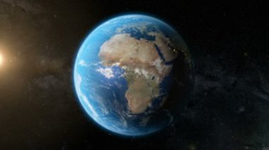 Yörünge gece - şehir ışıkları (güneş ile) uzaydan Dünya 4k