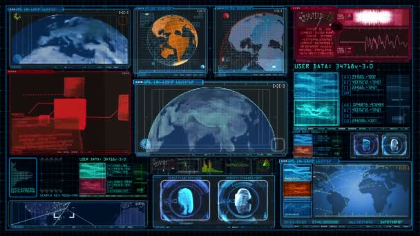 Interfaz tecnológica - Animación de visualización de pantalla de datos de computadora — Vídeos de Stock