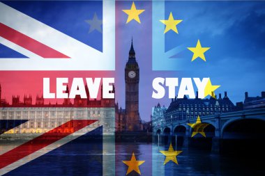 Brexit - Union Jack bayrağı ve arka planda Big Ben - İngiltere Avrupa Birliği'nden ayrılmak için oy