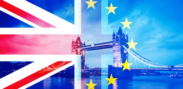 Brexit - Union Jack flag and Big Ben in the background - the UK votes to leave the EU — Stock Photo, Image