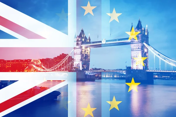 Brexit - Union Jack flag and Big Ben in the background - the UK votes to leave the EU — Stock Photo, Image