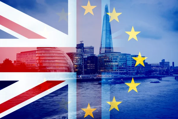 Brexit - Union Jack flag and Big Ben in the background - the UK votes to leave the EU — Stock Photo, Image