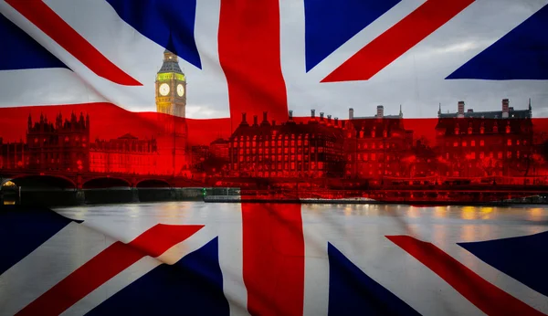 Brexit-flaga Union Jack i Big Ben w tle-Wielka Brytania głosuje opuścić UE — Zdjęcie stockowe