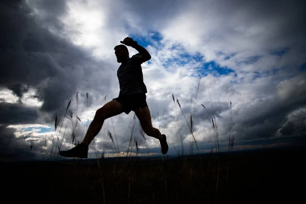 Schöner Trail Runner Beim Laufen Der Natur — Stockfoto