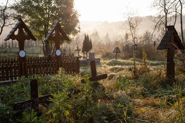 Traditionele Begraafplaats Maramures Roemenië — Stockfoto