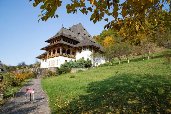 Barsan Rumunia Październik 2020 Widok Drewniany Klasztor Barsana Okręgu Maramures — Zdjęcie stockowe