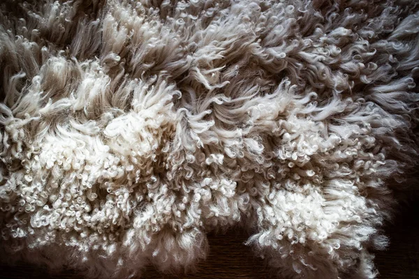 sheepskin rug texture hygge concept