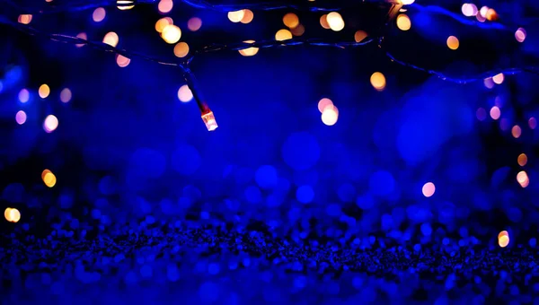 Astratto Blu Scintillio Luci Sfondo Sfocato — Foto Stock