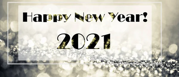 happy New Year 2021 bokeh lights greeting card