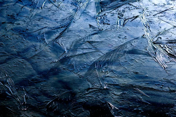 Tmavě Modrá Abstraktní Led Textura Pozadí — Stock fotografie