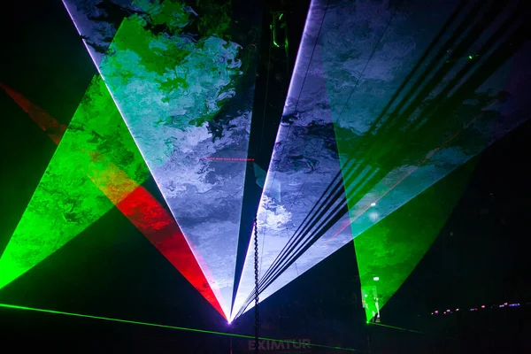 Luzes Futuristas Cyberpunk Lasers Abstratos Tech Retro Background — Fotografia de Stock