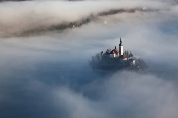 Incrível Nascer Sol Lago Bled Miradouro Ojstrica Eslovênia Europa Fundo — Fotografia de Stock