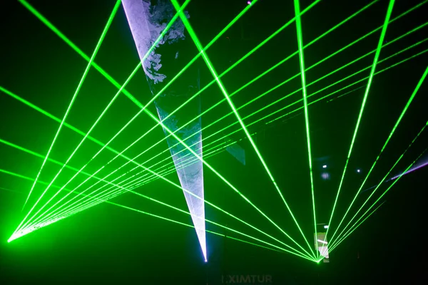 Luci Futuristiche Cyberpunk Laser Astratti Tech Retro Background — Foto Stock