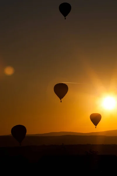 Balões Quente Pôr Sol Conceito Liberdade Aventura — Fotografia de Stock