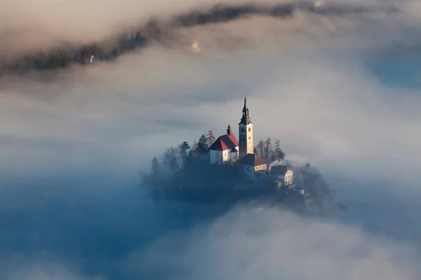 Sorprendente Alba Lago Bled Dal Punto Vista Ojstrica Slovenia Europa — Foto Stock