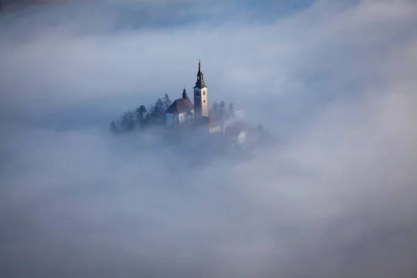 Sorprendente Alba Lago Bled Dal Punto Vista Ojstrica Slovenia Europa — Foto Stock