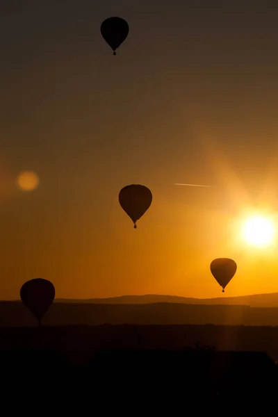 Balões Quente Pôr Sol Conceito Liberdade Aventura — Fotografia de Stock