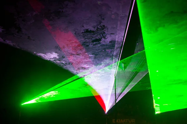 Luzes Futuristas Cyberpunk Lasers Abstratos Tech Retro Background — Fotografia de Stock