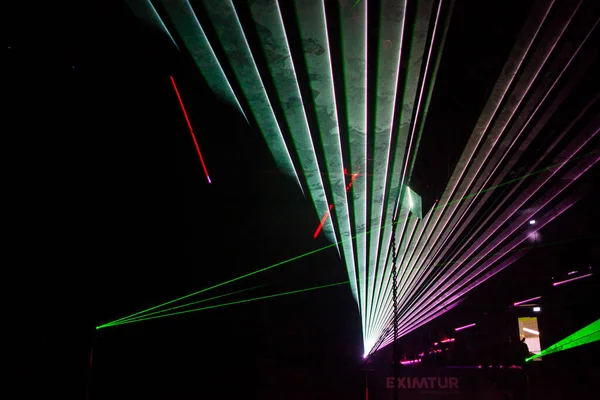 Lumières Futuristes Cyberpunk Lasers Abstraits Tech Rétro Background — Photo