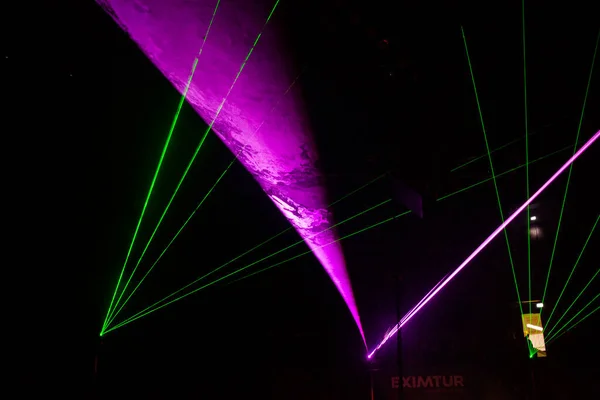 Luzes Futuristas Cyberpunk Lasers Abstratos Tech Retro Background — Fotografia de Stock