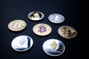 Kripto para birimleri kavramı - bitcoin, litekoin, ethereum