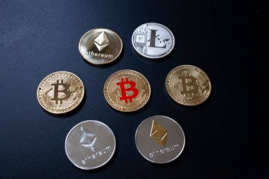 Kripto para birimleri kavramı - bitcoin, litekoin, ethereum