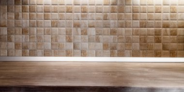 ahşap masa alanı ve fotokopi alanı ile ev arkaplanı