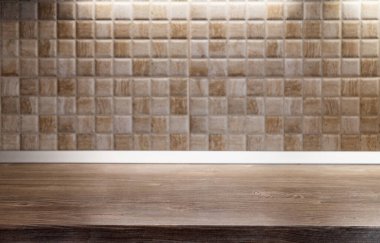 ahşap masa alanı ve fotokopi alanı ile ev arkaplanı