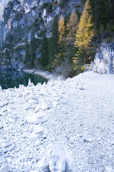 Lago Braies Dolomites Mountains Sudtirol Italia — Fotografia de Stock