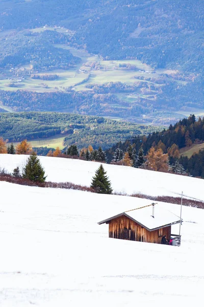 Nevado Paisaje Invierno Temprano Alpe Siusi Dolomitas Italia Destino Vacaciones — Foto de Stock