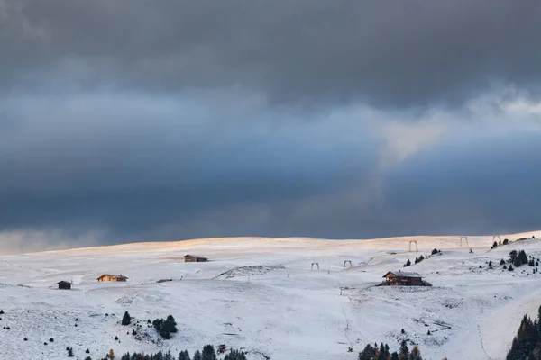 Paysage Enneigé Début Hiver Dans Alpe Siusi Dolomites Italie Destination — Photo