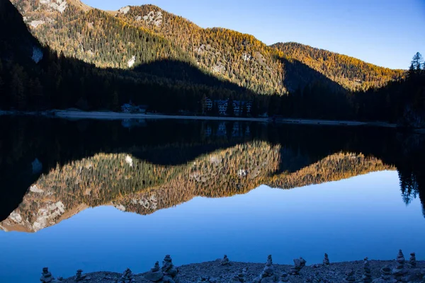 Lago Braies Dolomiterna Sudtirol Italien — Stockfoto