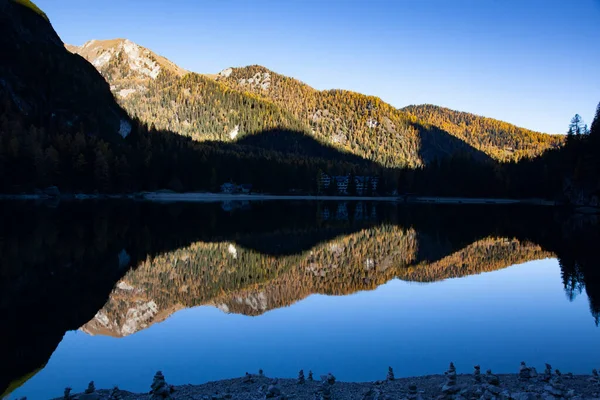 Lago Braies Dolomiterna Sudtirol Italien — Stockfoto