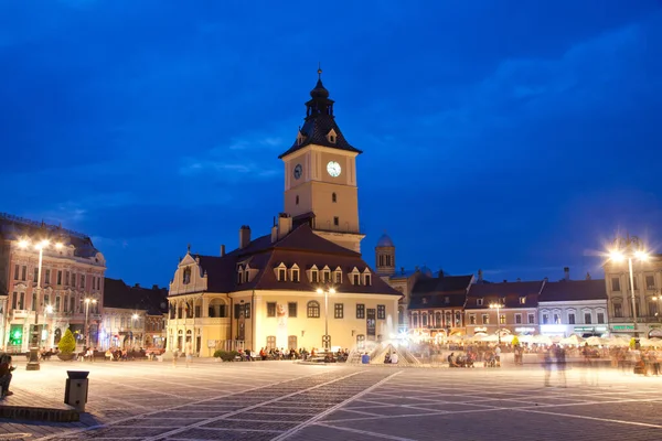 Brasov Plaza Principal Por Noche Rumania —  Fotos de Stock