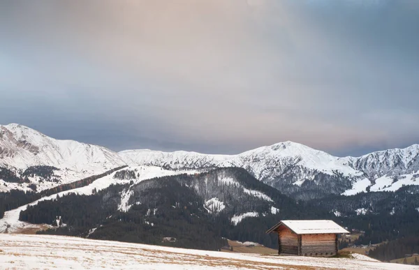 Paysage Enneigé Début Hiver Dans Alpe Siusi Dolomites Italie Destination — Photo