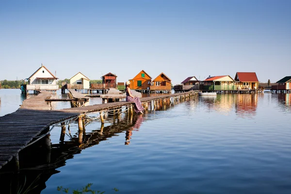 Pueblo Flotante Lago Bokod Hungría — Foto de Stock