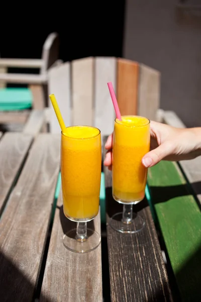 Fresh Orange Juice Restaurant Table Refreshing Summer Drink — Stock Photo, Image