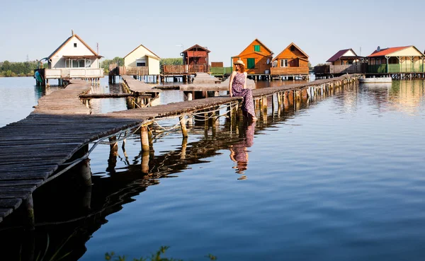 Plovoucí Vesnice Jezeře Bokod Maďarsko — Stock fotografie