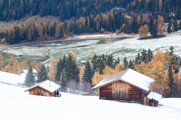 Χιονισμένο Πρώιμο Χειμερινό Τοπίο Στο Alpe Siusi Δολομίτες Ιταλία Χειμερινός — Φωτογραφία Αρχείου