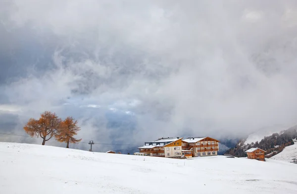 Paesaggio Nevoso All Inizio Dell Inverno Alpe Siusi Dolomiti Italia — Foto Stock