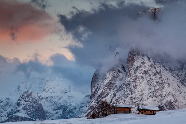 Paysage Enneigé Début Hiver Dans Alpe Siusi Dolomites Italie Destination — Photo