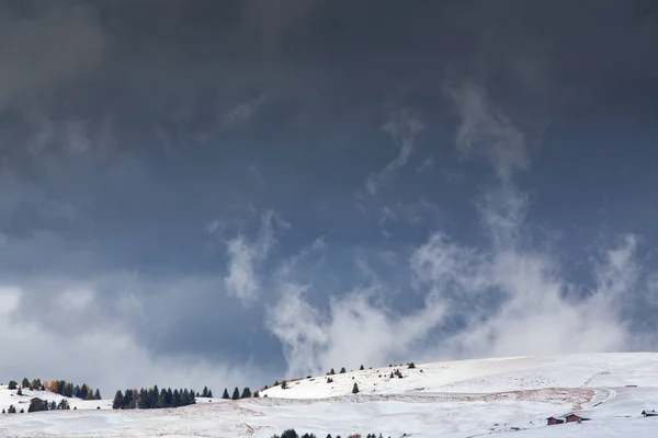 Snowy Early Winter Landscape Alpe Siusi Dolomites Italy Winter Holidays — Stock Photo, Image