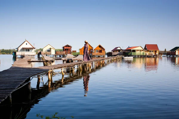 Drijvend Dorp Aan Het Bokod Meer Hongarije — Stockfoto