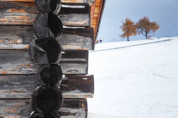 Verschneite Frühwinterlandschaft Auf Der Seiser Alm Dolomiten Italien Winterurlaubsziel — Stockfoto