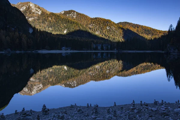 Lago Braies Dolomiterna Sudtirol Italien — Stockfoto