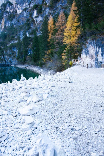 Lago Braies Dolomiti Sudtirol Italia — Foto Stock