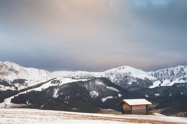 Paysage Enneigé Début Hiver Dans Alpe Siusi Dolomites Italie Destination — Photo